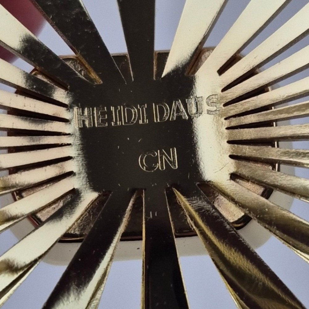 Heidi Daus Sunray Goldtone Octagonal Stone Cuff Bracelet Red Art Deco Style NWOT - Picture 5 of 9